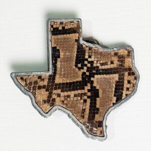 Real Snakeskin Texas Belt Buckle